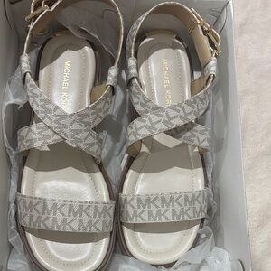 Michael Kors white and Gray Logo espadrille Sandals